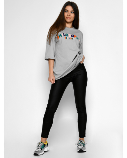 Женская серая футболка Standart с вышивкой Philosophy 57913, Цвет: Серый, Размер: S, изображение 3