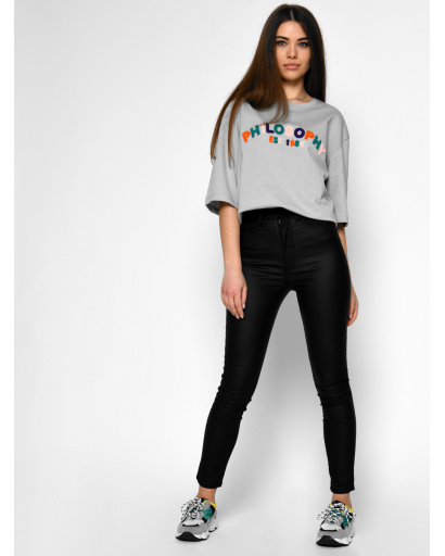 Женская серая футболка Standart с вышивкой Philosophy 57913, Цвет: Серый, Размер: S, изображение 5