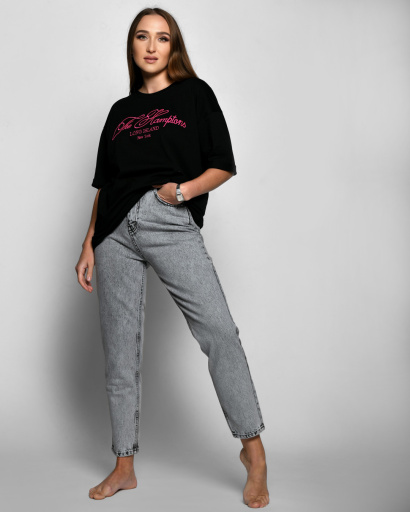 Жіноча чорна футболка Standart з вишивкою The Hamptons 57917, Колір: Чорний, Розмір: XL, зображення 5