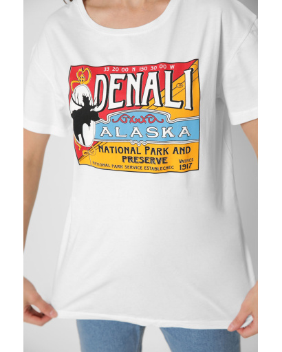 Біла футболка Standart з яскравим принтом Denali Alaska 57861, Колір: Білий, Розмір: S, зображення 5