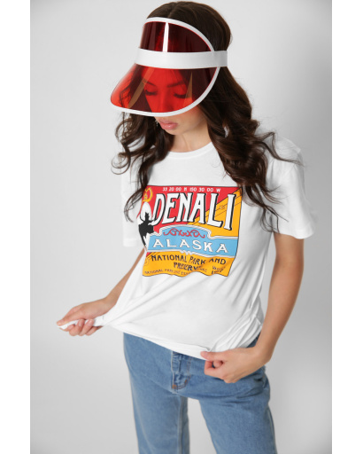 Біла футболка Standart з яскравим принтом Denali Alaska 57861, Колір: Білий, Розмір: S, зображення 6