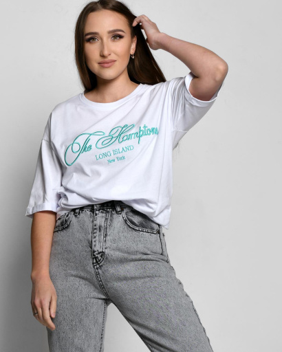 Жіноча біла футболка Standart з вишивкою The Hamptons 57918, Колір: Білий, Розмір: XL, зображення 6