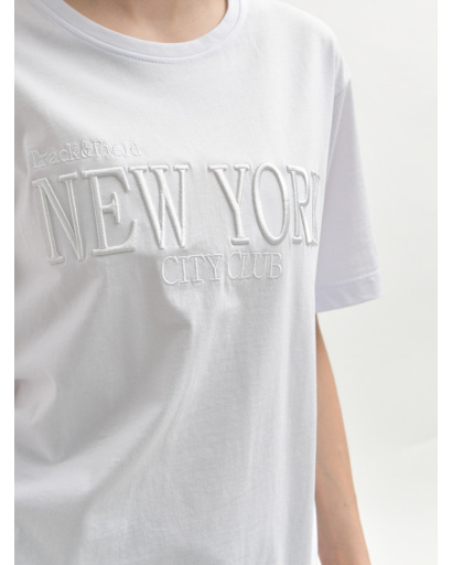 Жіноча біла футболка Standart з вишивкою New York 57919, Колір: Білий, Розмір: L, зображення 2