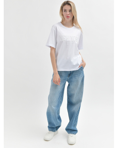 Жіноча біла футболка Standart з вишивкою New York 57919, Колір: Білий, Розмір: L, зображення 3