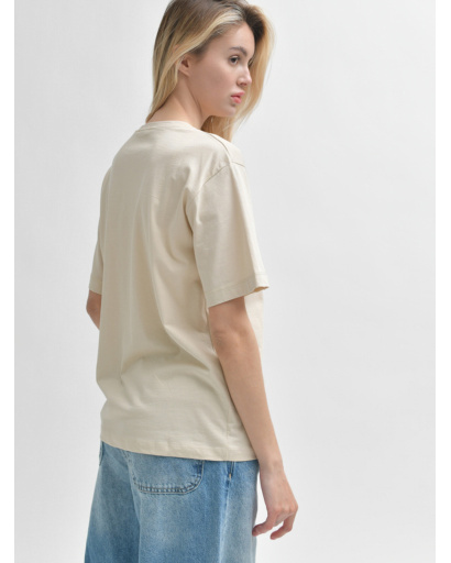 Жіноча бежева футболка Standart з вишивкою New York 57921, Колір: Бежевий, Розмір: L, зображення 4