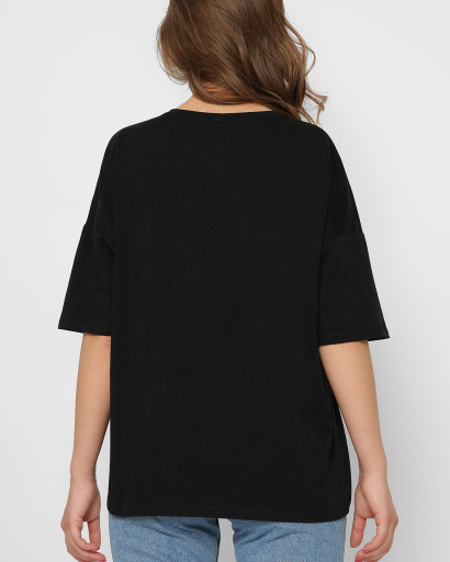 Жіноча футболка Standart oversize з принтом Сучасна Мона Ліза, чорний 57901, Колір: Чорний, Розмір: S, зображення 3