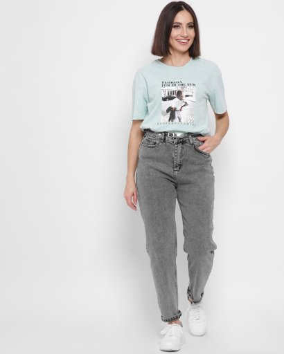 Жіноча м`ятна футболка Standart з написом Florida і малюнком дівчини 57876, Колір: М'ята, Розмір: L, зображення 4