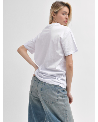 Жіноча біла футболка Standart оверсайз з принтом метелика 57928, Колір: Білий, Розмір: M, зображення 5