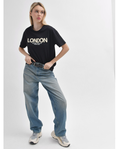 Женская черная футболка Standart с принтом London 57930, Цвет: Черный, Размер: S, изображение 3