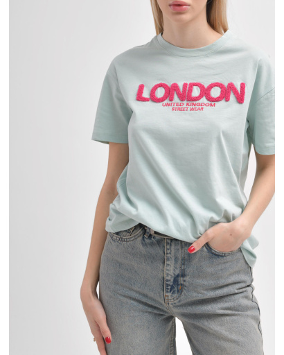 Женская мятная футболка Standart с принтом London 57931, Цвет: Мята, Размер: M, изображение 2