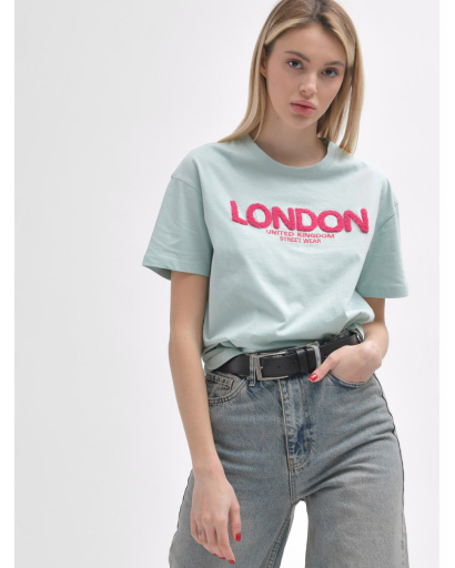 Женская мятная футболка Standart с принтом London 57931, Цвет: Мята, Размер: M, изображение 4