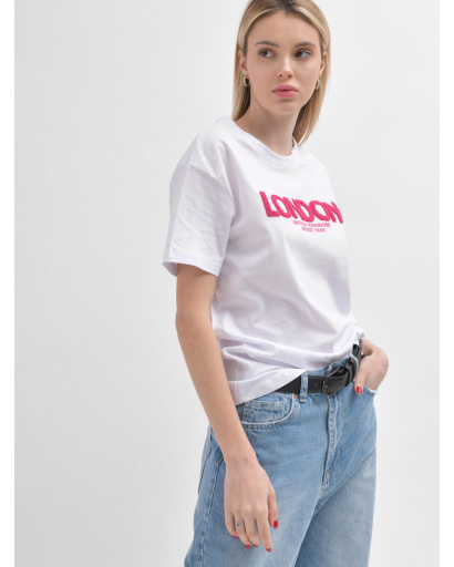 Женская белая футболка Standart с принтом London 57932, Цвет: Белый, Размер: L, изображение 4