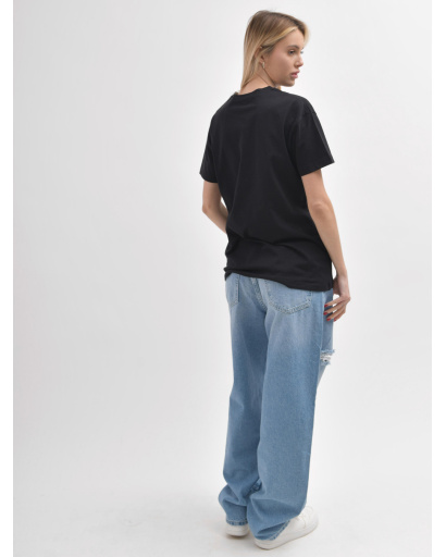 Женская черная футболка Standart «Tropical» 57935, Цвет: Черный, Размер: S, изображение 5