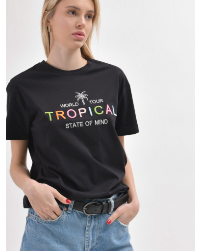 Женская черная футболка Standart «Tropical» 57935, Цвет: Черный, Размер: S, изображение 6