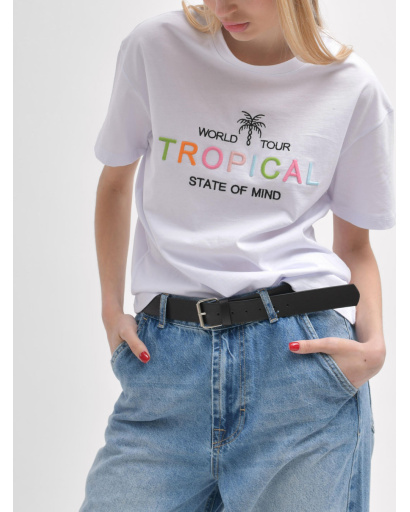 Жіноча біла футболка Standart "Tropical" 57936, Колір: Білий, Розмір: M, зображення 2