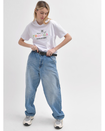 Жіноча біла футболка Standart "Tropical" 57936, Колір: Білий, Розмір: M, зображення 4