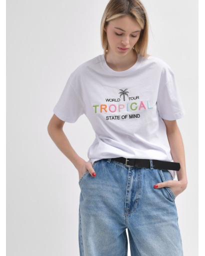 Жіноча біла футболка Standart "Tropical" 57936, Колір: Білий, Розмір: M, зображення 5