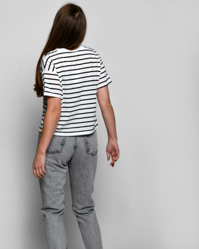 Біла жіноча футболка Standart в горизонтальну смужку 57923, Колір: Білий, Розмір: S, зображення 3