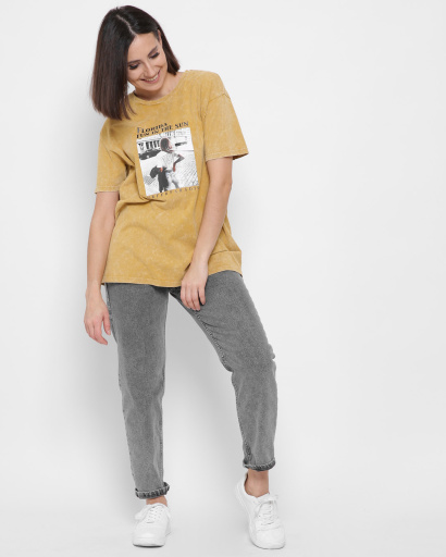 Женская горчичная футболка Standart с надписью Florida и рисунком девушки 57877, Цвет: Горчица, Размер: S, изображение 3