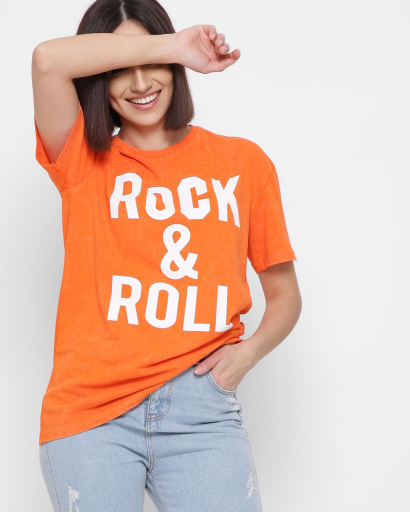 Женская оранжевая футболка Standart "ROCK&ROLL" 57878, Цвет: Оранжевый, Размер: M, изображение 2