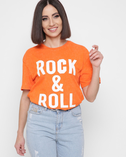 Женская оранжевая футболка Standart "ROCK&ROLL" 57878, Цвет: Оранжевый, Размер: M, изображение 3