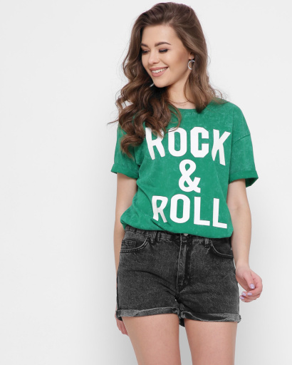 Женская зеленая футболка Standart "ROCK&ROLL" 57879, Цвет: Зеленый, Размер: L, изображение 2