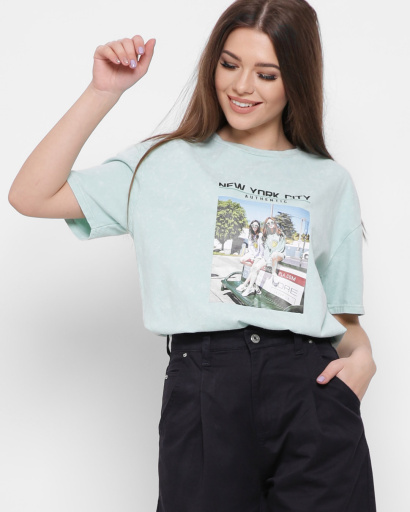 Женская мятная футболка Standart с принтом и надписью New York City 57880, Цвет: Мята, Размер: M, изображение 5