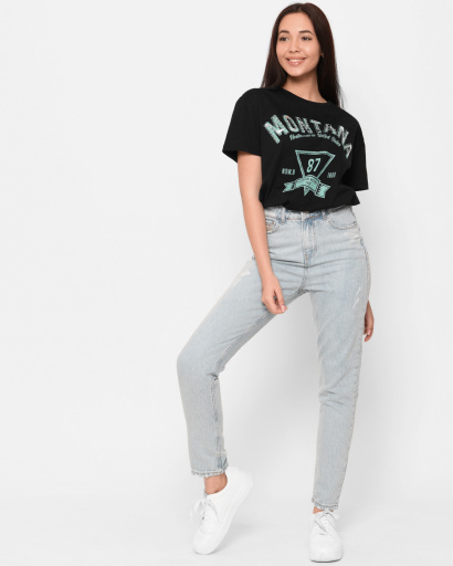 Черная женская футболка Standart с надписью Montana 57884, Цвет: Черный, Размер: S, изображение 4