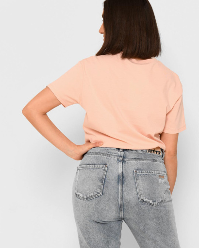 Жіноча персикова футболка з принтом і написом Sunset 57888, Колір: Персиковий, Розмір: M, зображення 4