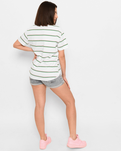 Белая футболка в полоску с надписью 57896, Цвет: Белый, Размер: S, изображение 6