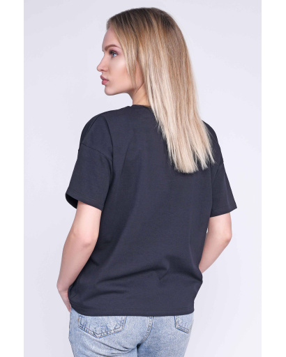 Чорна жіноча футболка Standart з класичною фразою "Нічого одягти" 57855, Колір: Чорний, Розмір: L, зображення 3