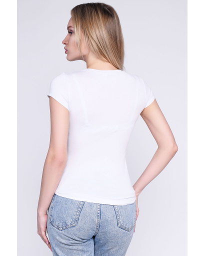 Женская белая футболка с рисунком моста 58032, Цвет: Белый, Размер: XS, изображение 3