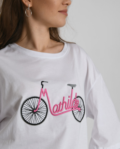 Жіноча біла футболка з вишивкою Mathilde 57907, Колір: Білий, Розмір: M, зображення 2