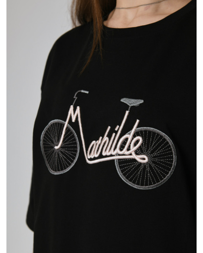 Женская черная футболка с вышивкой Mathilde 57908, Цвет: Черный, Размер: S, изображение 3