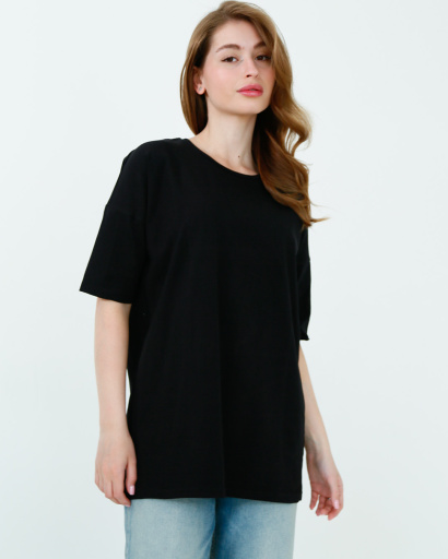 Женская длинная футболка Standart, черный 57868, Цвет: Черный, Размер: XS, изображение 4