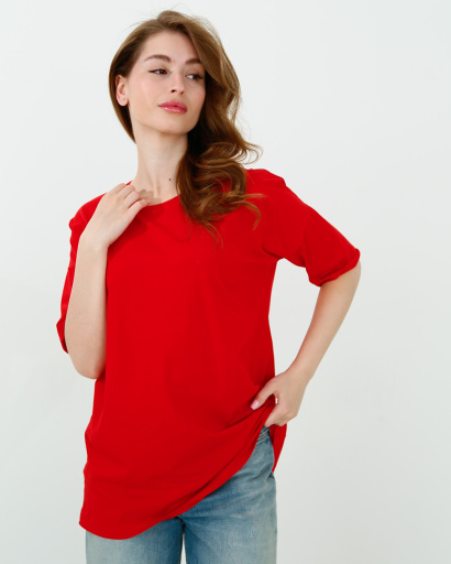 Женская длинная футболка Standart, красный 57869, Цвет: Красный, Размер: XS, изображение 2