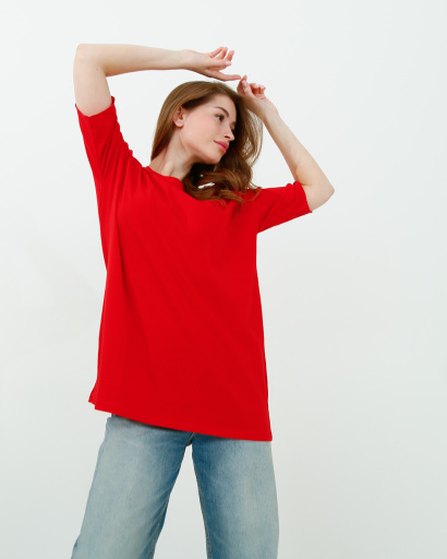 Женская длинная футболка Standart, красный 57869, Цвет: Красный, Размер: XS, изображение 3