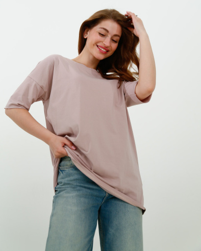 Женская длинная футболка Standart, розовый 57870, Цвет: Светло-розовый, Размер: XS, изображение 2