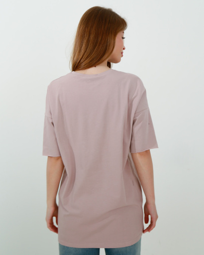 Женская длинная футболка Standart, розовый 57870, Цвет: Светло-розовый, Размер: XS, изображение 3