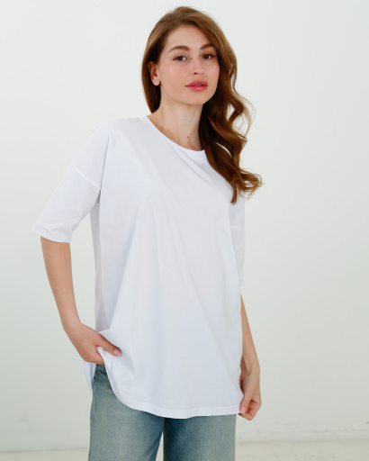 Женская длинная футболка Standart, белый 57871, Цвет: Белый, Размер: XS, изображение 2