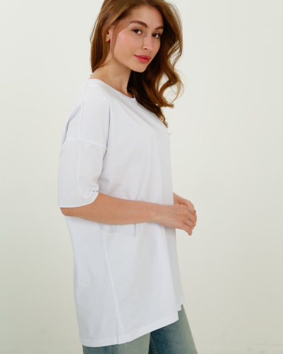 Женская длинная футболка Standart, белый 57871, Цвет: Белый, Размер: XS, изображение 3