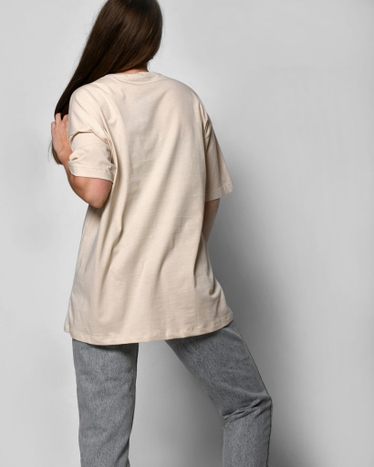 Женская бежевая футболка с вышивкой Los Angeles 57915, Цвет: Бежевый, Размер: L, изображение 3