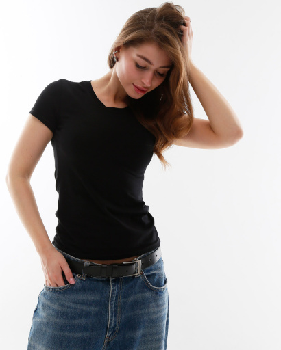 Футболка жіноча базова Standart CRC FS-201-8 57832, Колір: Чорний, Розмір: L, зображення 4