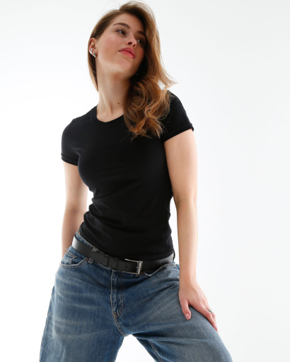 Футболка жіноча базова Standart CRC FS-201-8 57832, Колір: Чорний, Розмір: L, зображення 3