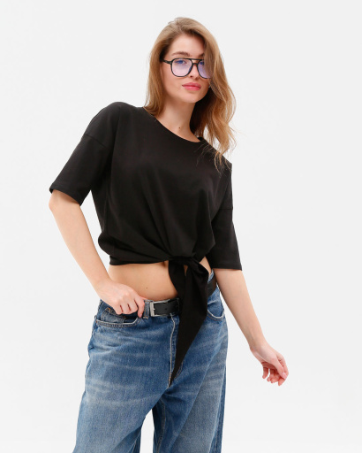 Футболка женская базовая oversize Standart CRC FS-219-8 57785, Цвет: Черный, Размер: XS, изображение 3