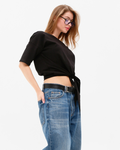 Футболка женская базовая oversize Standart CRC FS-219-8 57785, Цвет: Черный, Размер: XS, изображение 4