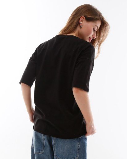 Футболка жіноча базова oversize Standart CRC FS-218-8 57787, Колір: Чорний, Розмір: XS, зображення 2