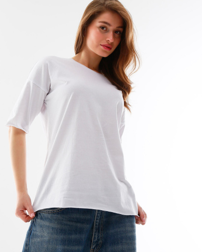 Футболка женская базовая oversize Standart CRC FS-218-3 57788, Цвет: Белый, Размер: XS, изображение 4