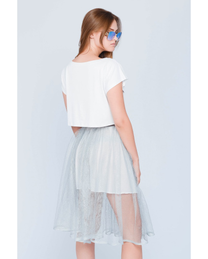 Белая женская короткая футболка с надписью "Shirt" 58034, Цвет: Белый, Размер: XS, изображение 2