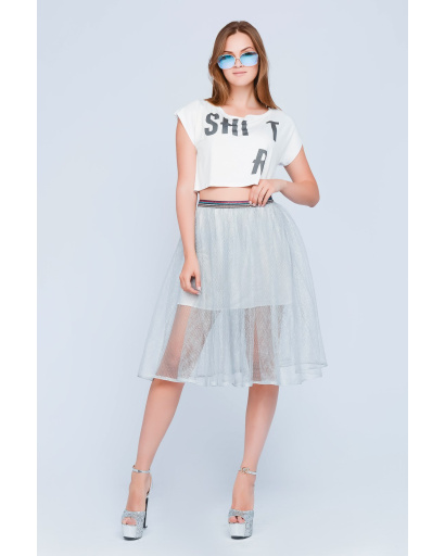 Белая женская короткая футболка с надписью "Shirt" 58034, Цвет: Белый, Размер: XS, изображение 4